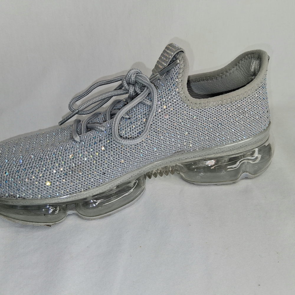 Sparkling Silver Sneakers with Clear Sole